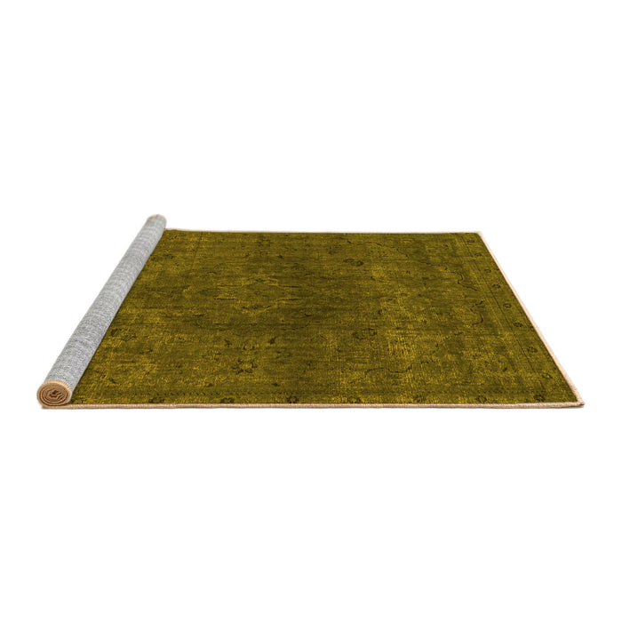 Sideview of Machine Washable Abstract Yellow Modern Rug, wshabs2790yw