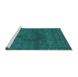 Sideview of Machine Washable Abstract Turquoise Modern Area Rugs, wshabs2790turq