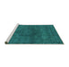 Sideview of Machine Washable Abstract Turquoise Modern Area Rugs, wshabs2790turq