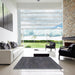 Square Abstract Gray Modern Rug in a Living Room, abs2790