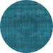 Round Machine Washable Abstract Light Blue Modern Rug, wshabs2790lblu