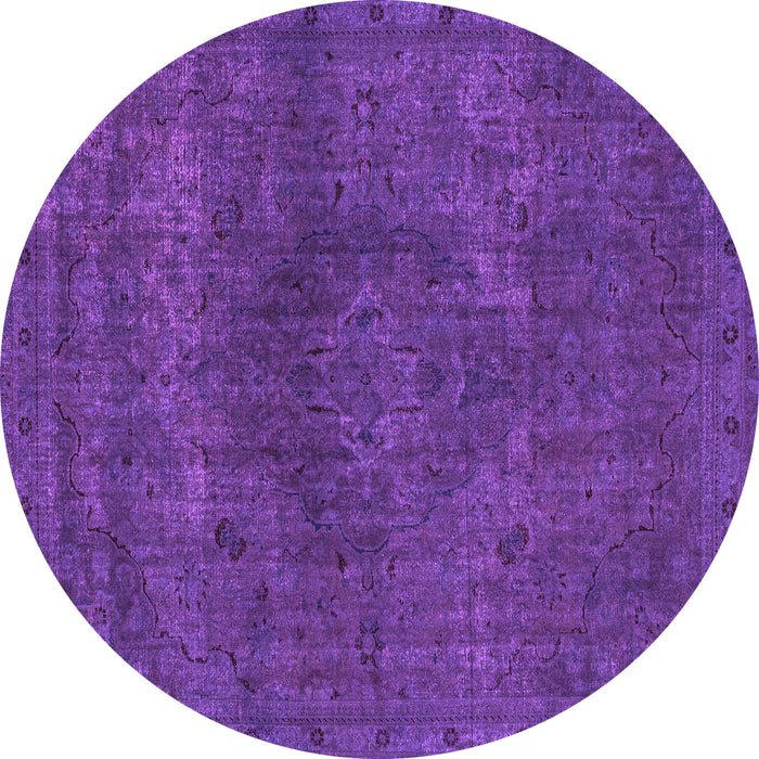 Round Abstract Purple Modern Rug, abs2790pur