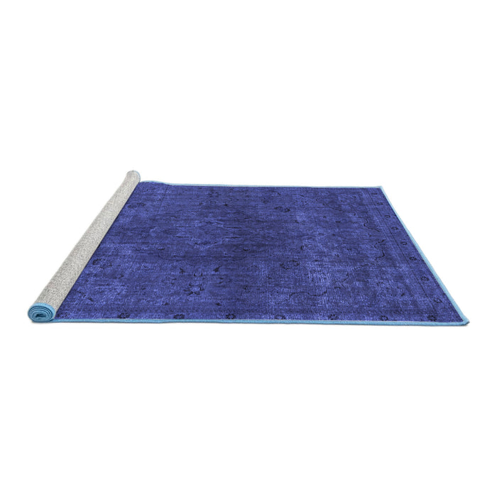 Sideview of Machine Washable Abstract Blue Modern Rug, wshabs2790blu