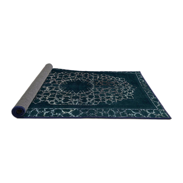 Sideview of Abstract Deep Teal Green Modern Rug, abs2791