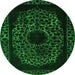 Round Machine Washable Abstract Green Modern Area Rugs, wshabs2791grn