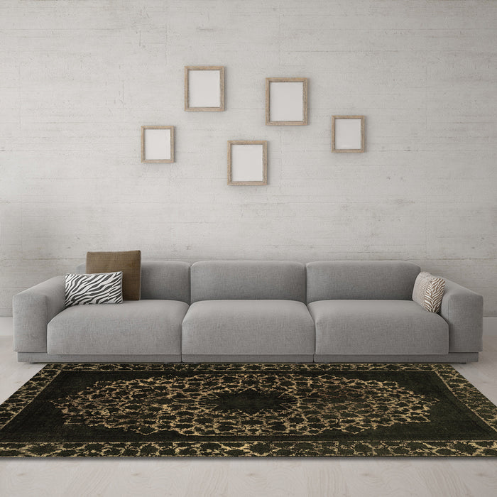 Machine Washable Abstract Brown Modern Rug in a Living Room,, wshabs2791brn