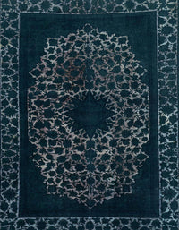 Machine Washable Abstract Deep Teal Green Rug, wshabs2791