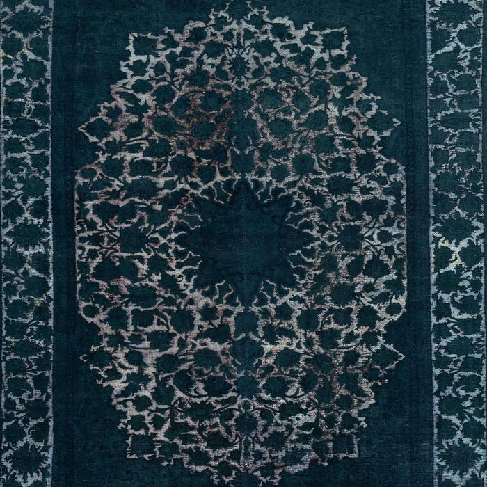 Machine Washable Abstract Deep Teal Green Rug, wshabs2791