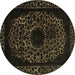 Round Abstract Brown Modern Rug, abs2791brn