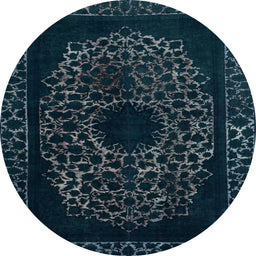 Round Abstract Deep Teal Green Modern Rug, abs2791