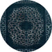 Round Abstract Deep Teal Green Modern Rug, abs2791