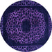 Round Machine Washable Abstract Purple Modern Area Rugs, wshabs2791pur