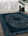 Abstract Deep Teal Green Modern Rug in Family Room, abs2791