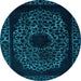 Round Abstract Light Blue Modern Rug, abs2791lblu