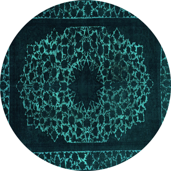 Round Abstract Turquoise Modern Rug, abs2791turq