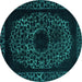 Round Abstract Turquoise Modern Rug, abs2791turq