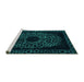 Sideview of Machine Washable Abstract Turquoise Modern Area Rugs, wshabs2791turq