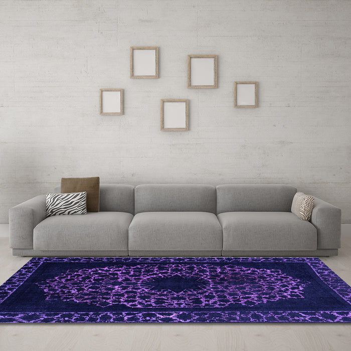 Machine Washable Abstract Purple Modern Area Rugs in a Living Room, wshabs2791pur
