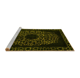 Sideview of Machine Washable Abstract Yellow Modern Rug, wshabs2791yw