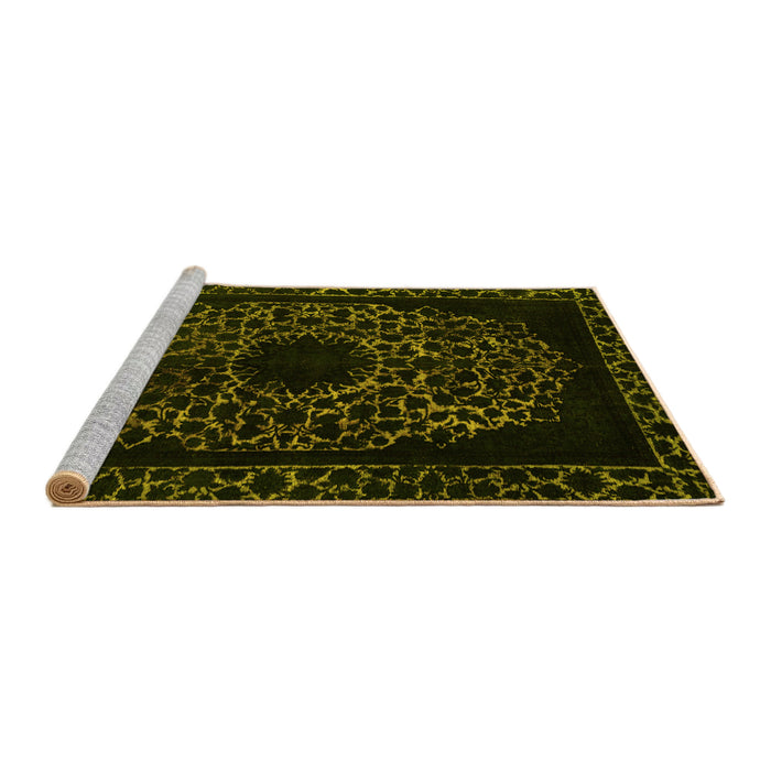Sideview of Machine Washable Abstract Yellow Modern Rug, wshabs2791yw