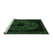 Sideview of Machine Washable Abstract Emerald Green Modern Area Rugs, wshabs2791emgrn