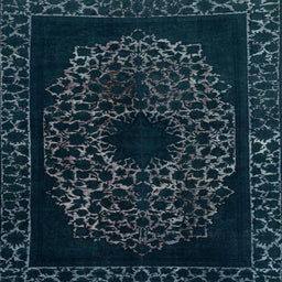 Square Machine Washable Abstract Deep Teal Green Rug, wshabs2791