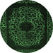 Round Abstract Emerald Green Modern Rug, abs2791emgrn