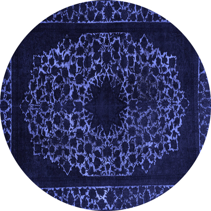 Round Machine Washable Abstract Blue Modern Rug, wshabs2791blu