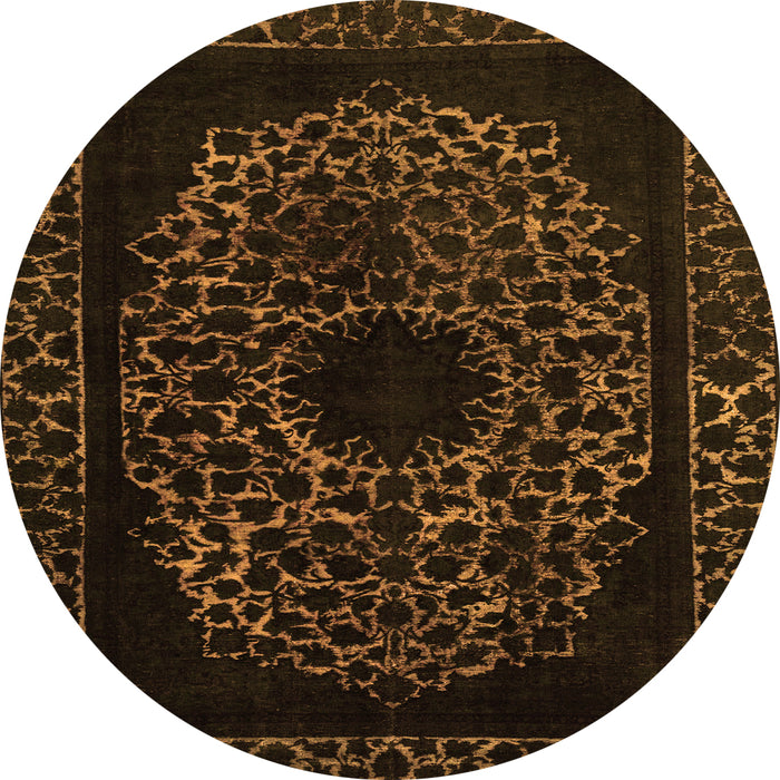 Round Abstract Orange Modern Rug, abs2791org