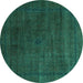 Round Abstract Turquoise Modern Rug, abs2792turq