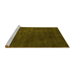 Sideview of Machine Washable Abstract Yellow Modern Rug, wshabs2792yw