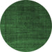 Round Abstract Emerald Green Modern Rug, abs2792emgrn