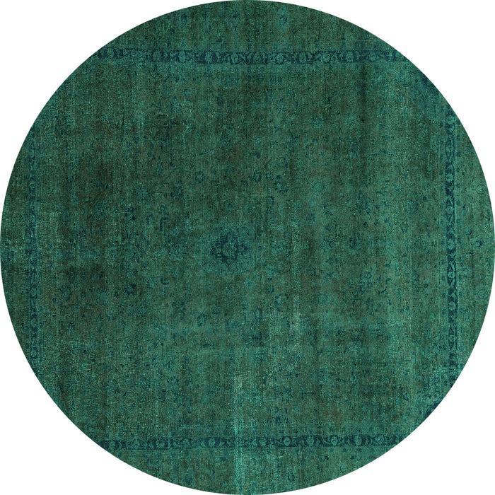 Round Machine Washable Abstract Turquoise Modern Area Rugs, wshabs2792turq