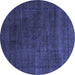 Round Machine Washable Abstract Blue Modern Rug, wshabs2792blu