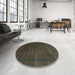 Round Abstract Coffee Brown Modern Rug in a Office, abs2792