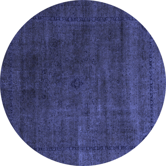Round Abstract Blue Modern Rug, abs2792blu