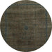 Round Abstract Coffee Brown Modern Rug, abs2792