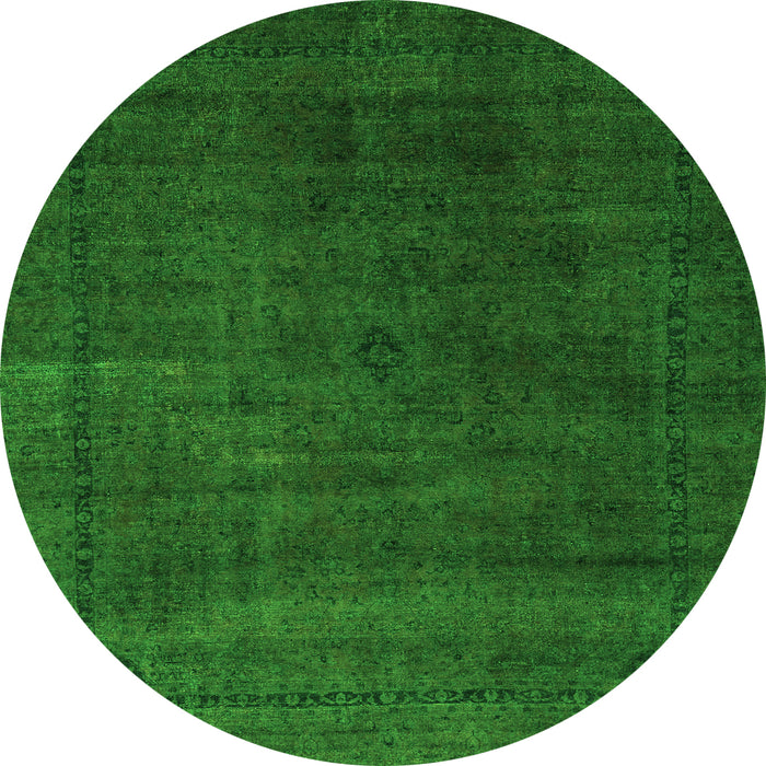 Round Machine Washable Abstract Green Modern Area Rugs, wshabs2792grn