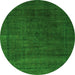 Round Machine Washable Abstract Green Modern Area Rugs, wshabs2792grn