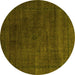 Round Abstract Yellow Modern Rug, abs2792yw