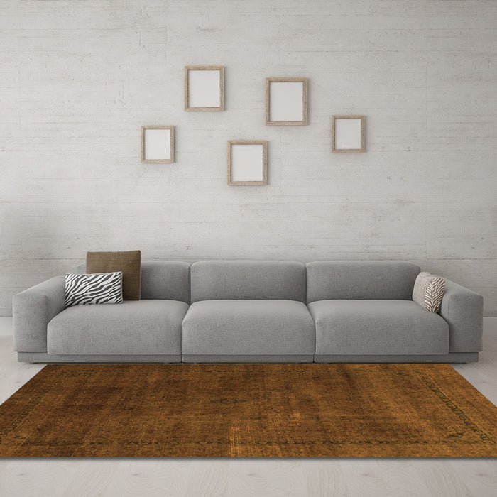 Machine Washable Abstract Orange Modern Area Rugs in a Living Room, wshabs2792org