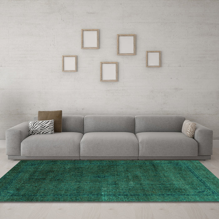 Machine Washable Abstract Turquoise Modern Area Rugs in a Living Room,, wshabs2792turq