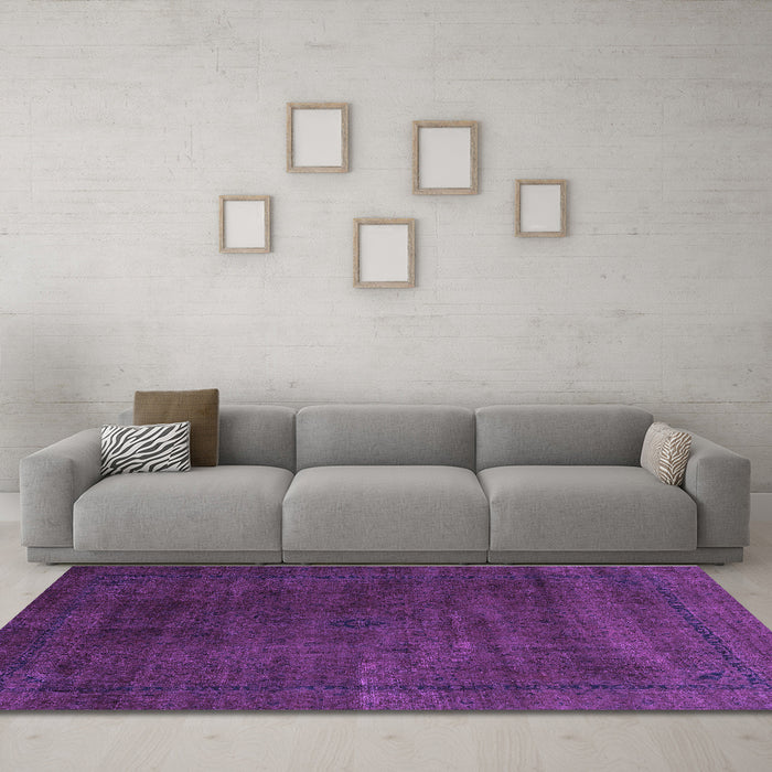 Machine Washable Abstract Purple Modern Area Rugs in a Living Room, wshabs2792pur