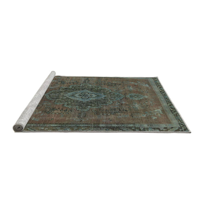 Sideview of Machine Washable Abstract Army Green Rug, wshabs2793