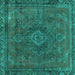 Square Machine Washable Abstract Turquoise Modern Area Rugs, wshabs2793turq