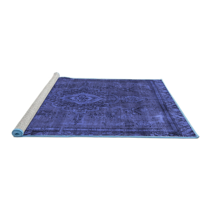 Sideview of Machine Washable Abstract Blue Modern Rug, wshabs2793blu