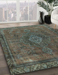 Abstract Army Green Modern Rug, abs2793