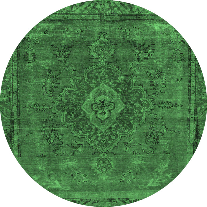 Round Abstract Emerald Green Modern Rug, abs2793emgrn