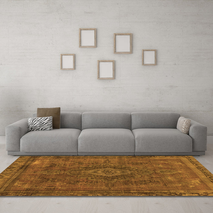 Machine Washable Abstract Orange Modern Area Rugs in a Living Room, wshabs2793org