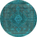 Round Abstract Light Blue Modern Rug, abs2793lblu